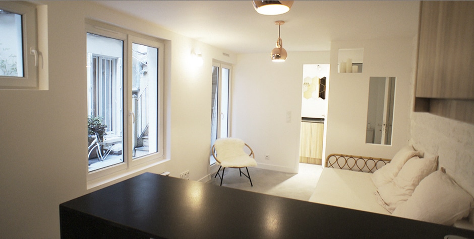 Montmartre rénovation studio particulier rue des trois frères Paris 18ème 75018 loft75 architecture d'intérieur et design