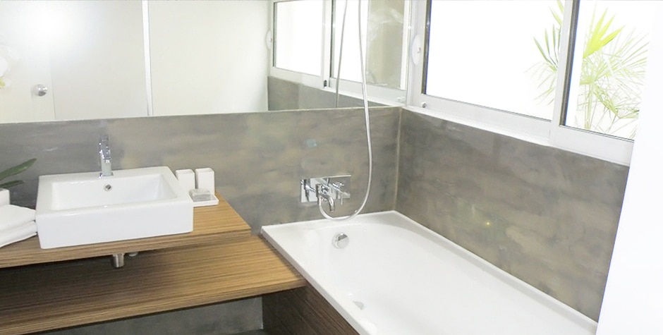 Rénovation salle de bain béton ciré Passage Gustave Lepeu Paris 11ème 75011 Loft 75 Design & Architecture d'Intérieur